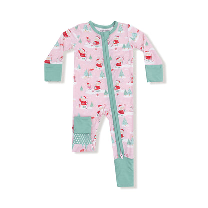 Golfing Mrs. Claus And Elves 2 Way Zipper Romper