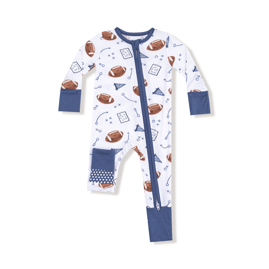 Touchdown Time 2 Way Zipper Romper: Navy