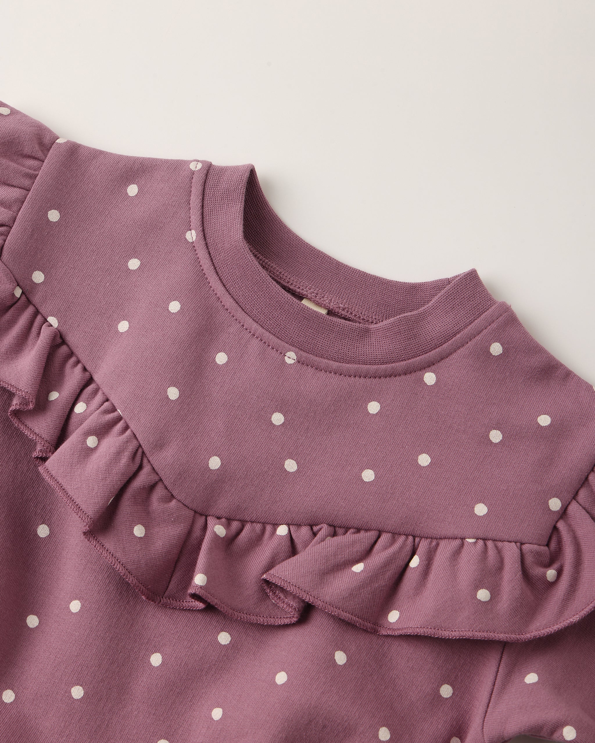Ruffle Fleece Sweatshirt: Polka Dots