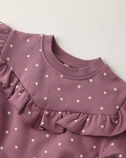 Ruffle Fleece Sweatshirt: Polka Dots