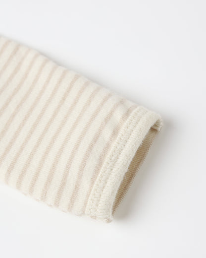 Baby Footie: Oat Micro Stripe