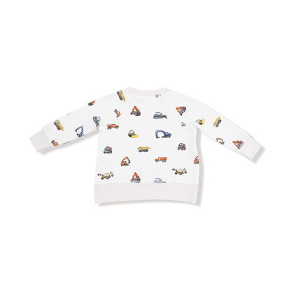 Construction Vehicles French Terry Raglan Sweatshirt And Jogger Set