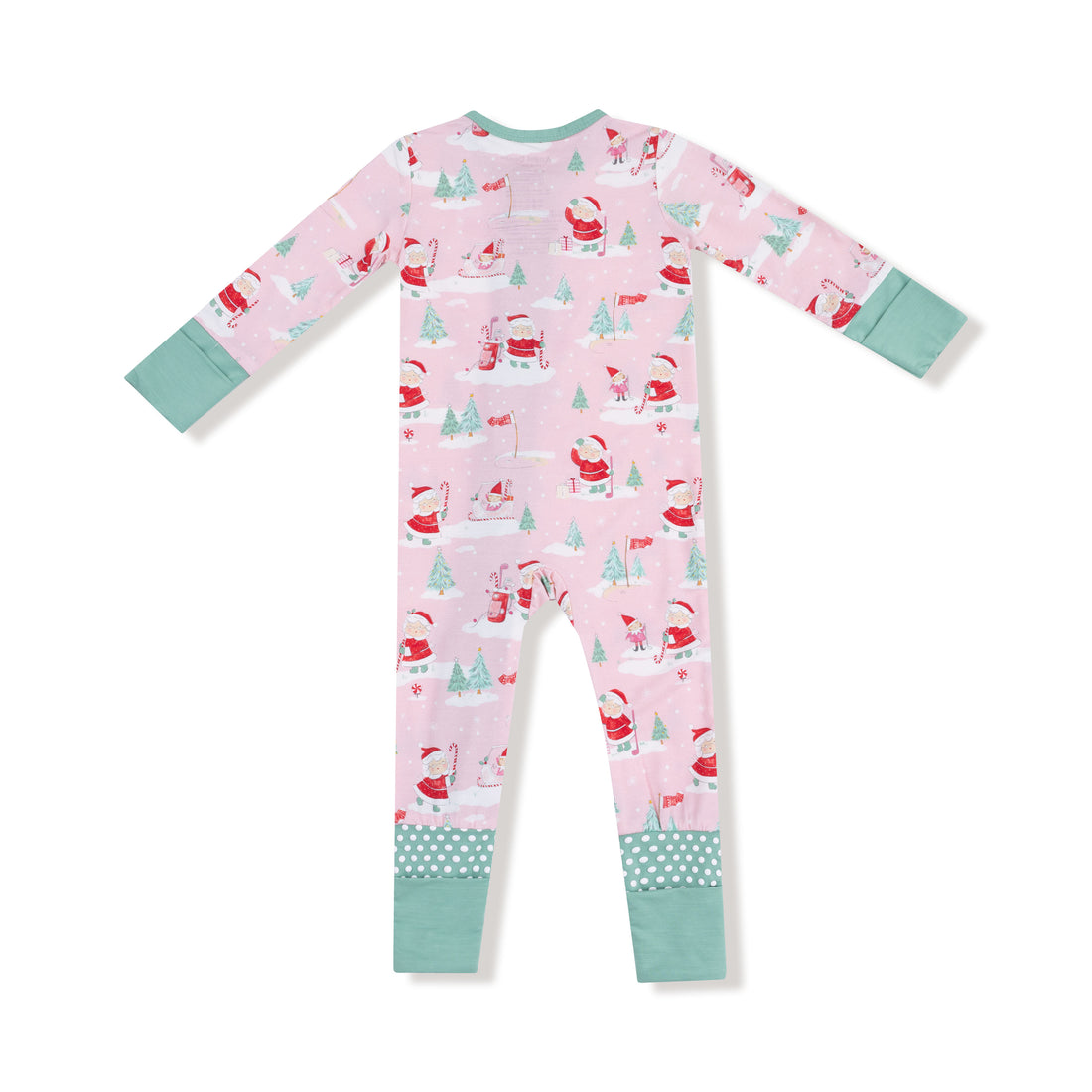 Golfing Mrs. Claus And Elves 2 Way Zipper Romper