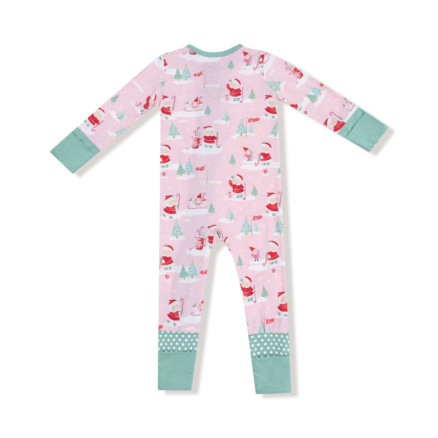 Golfing Mrs. Claus And Elves 2 Way Zipper Romper
