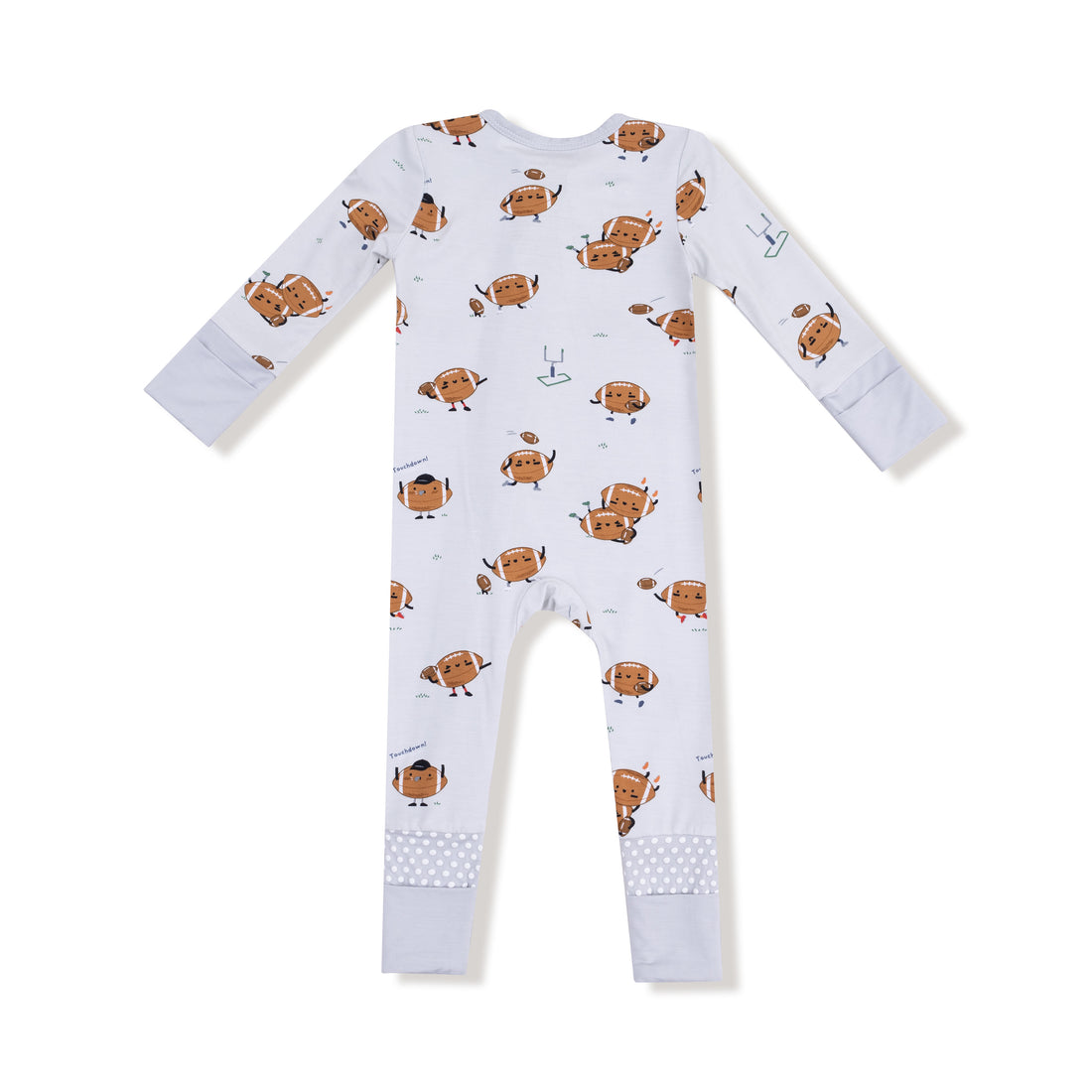 Footballs Playing Football 2 Way Zipper Romper