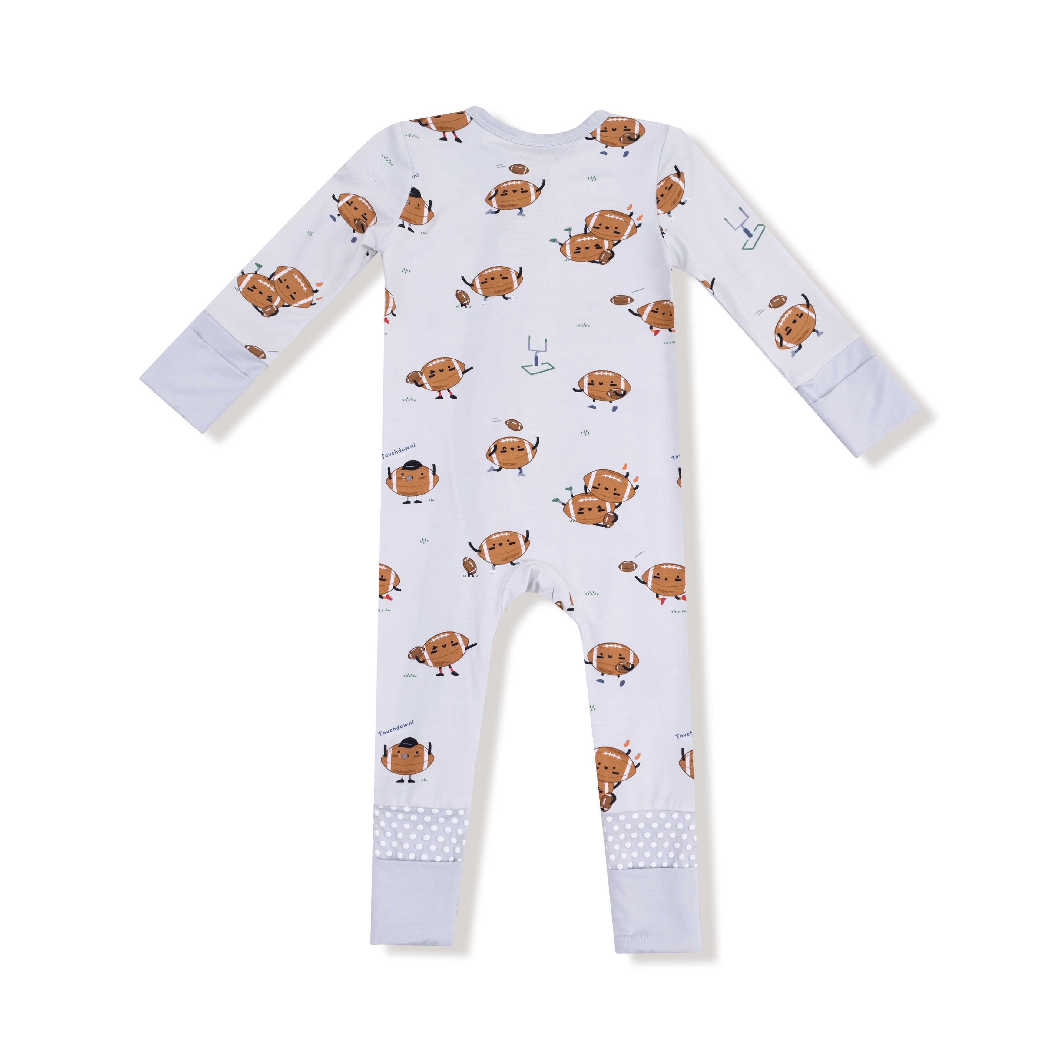 Footballs Playing Football 2 Way Zipper Romper