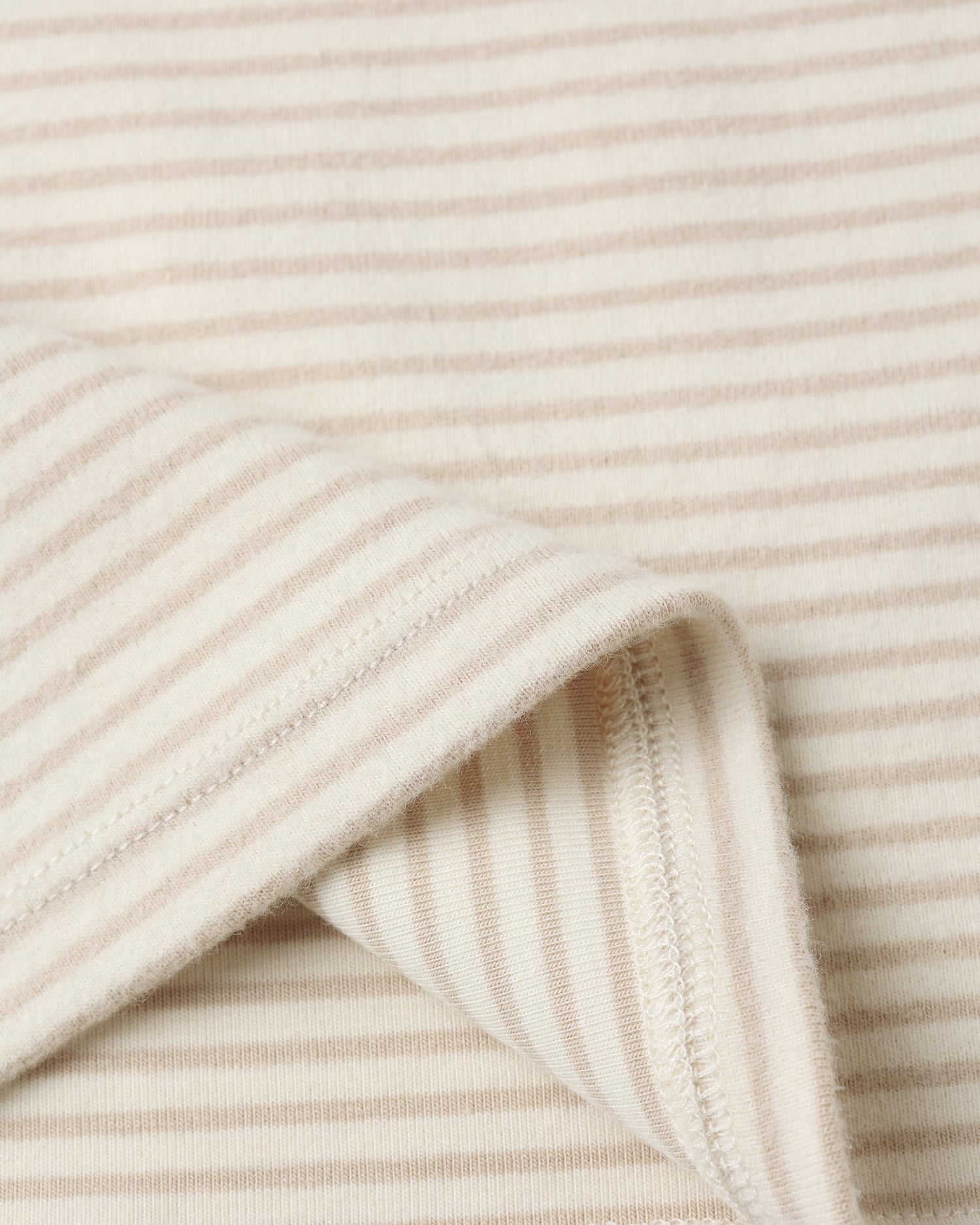 Long Sleeve Tee: Oat Micro Stripe