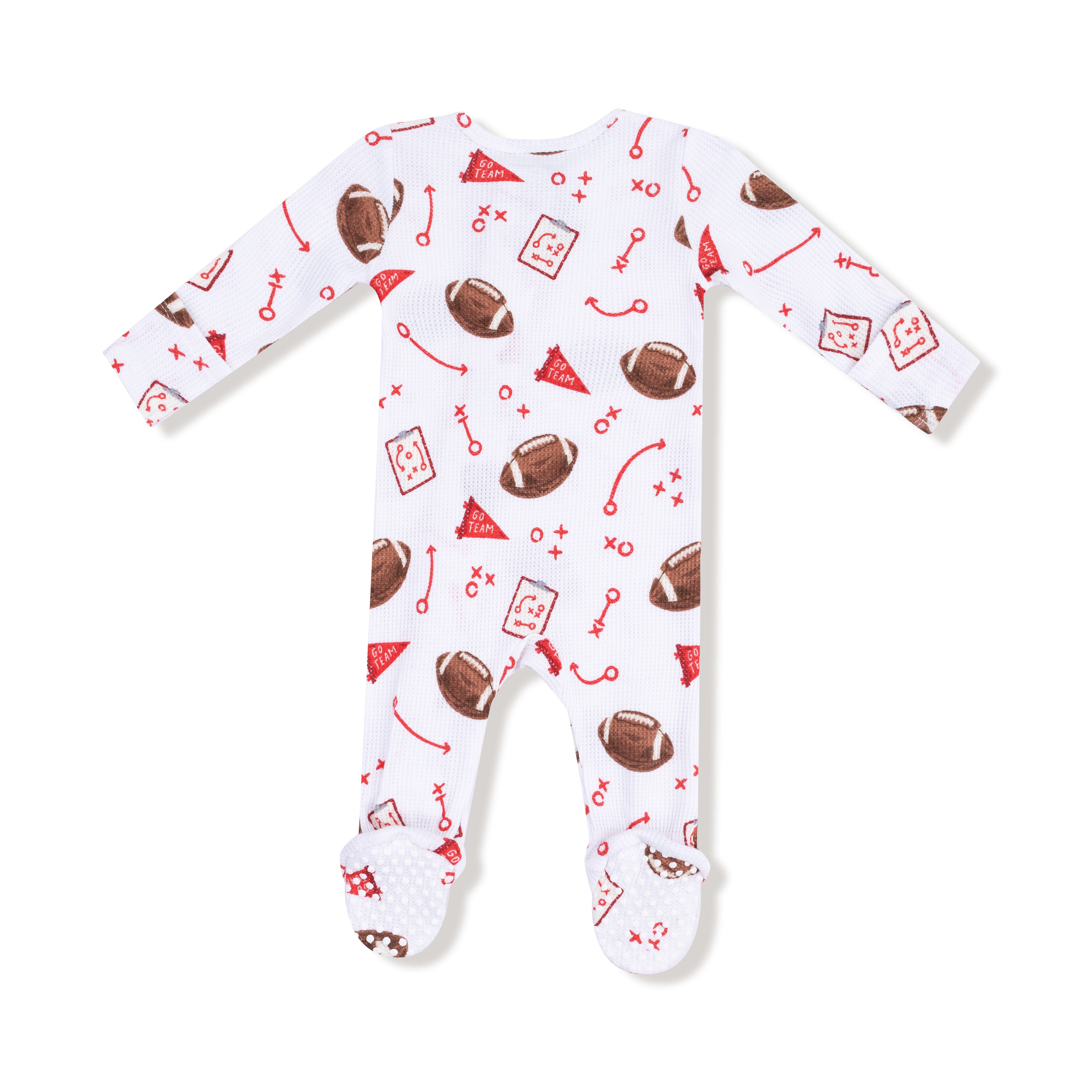 Touchdown Time Red 2 Way Zipper Footie