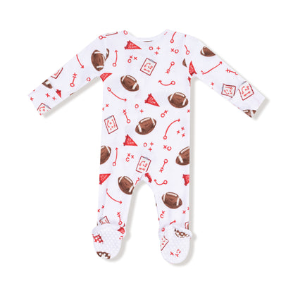 Touchdown Time Red 2 Way Zipper Footie
