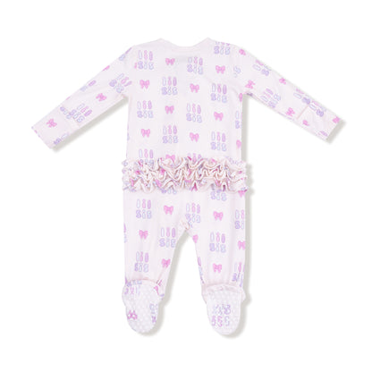 Lil Sis 2 Way Zipper Ruffle Back Footie
