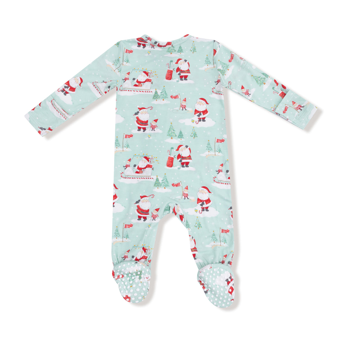 Golfing Santa And Elves 2 Way Zipper Footie
