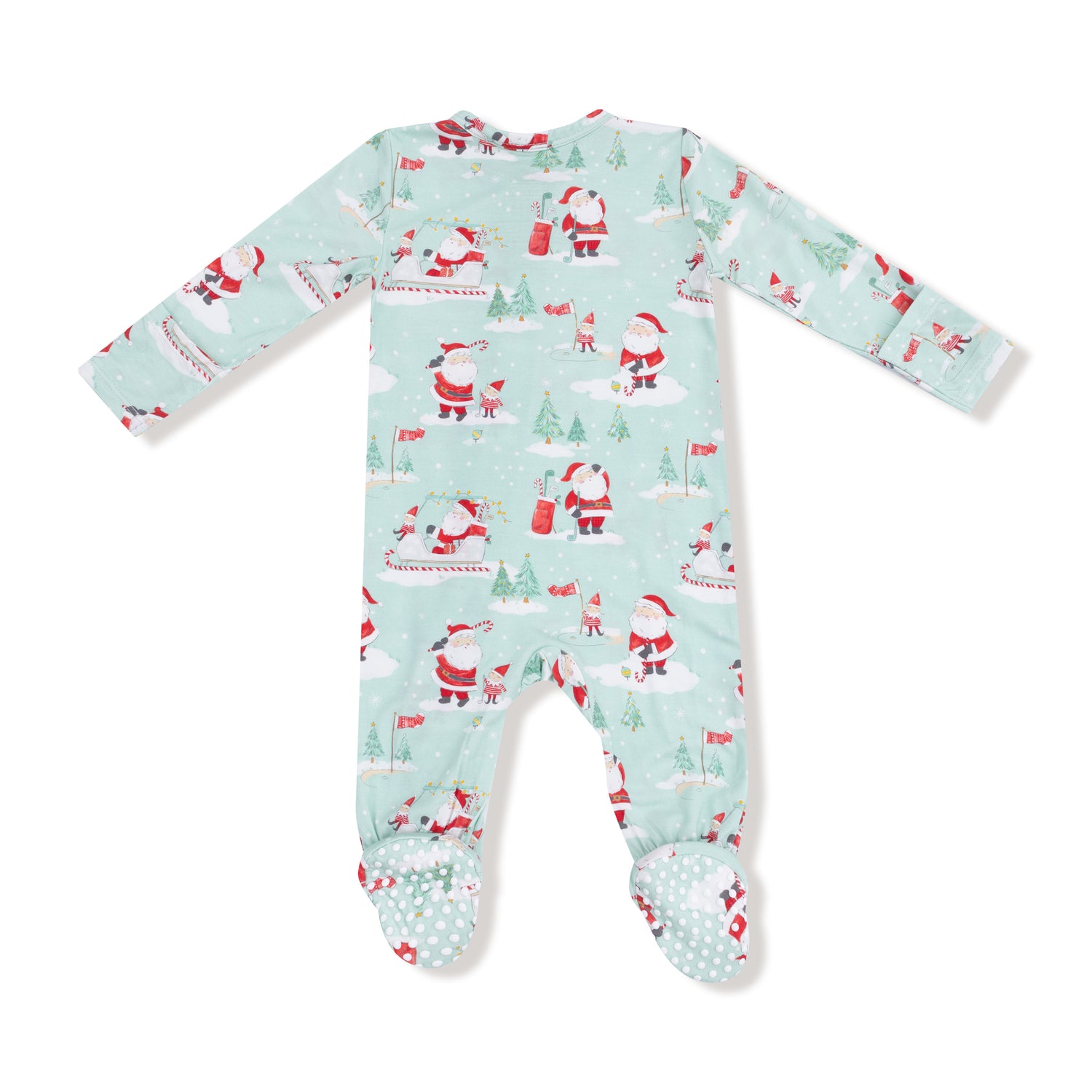 Golfing Santa And Elves 2 Way Zipper Footie