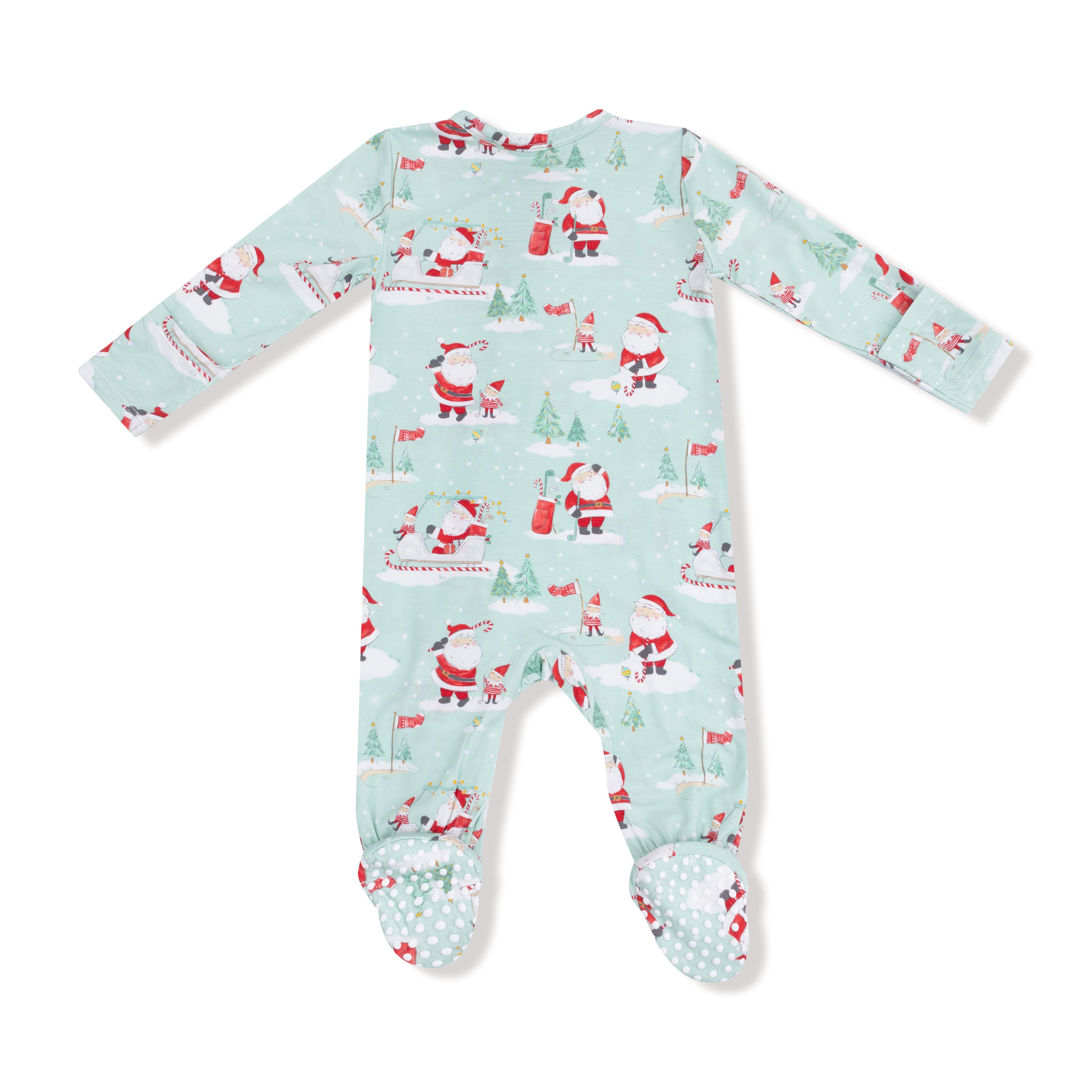 Golfing Santa And Elves 2 Way Zipper Footie