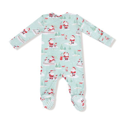 Golfing Santa And Elves 2 Way Zipper Footie
