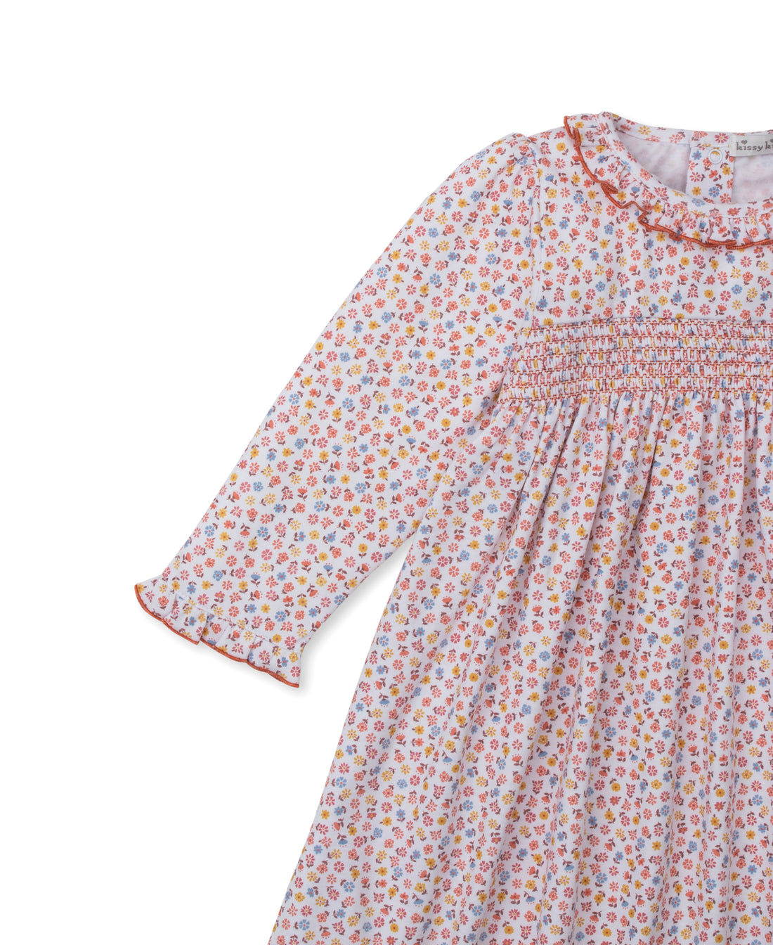 Patchwork Pumpkin Floral Smocked Knit Dress