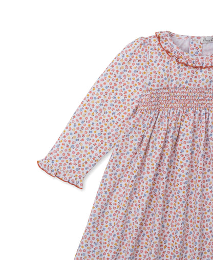 Patchwork Pumpkin Floral Smocked Knit Dress