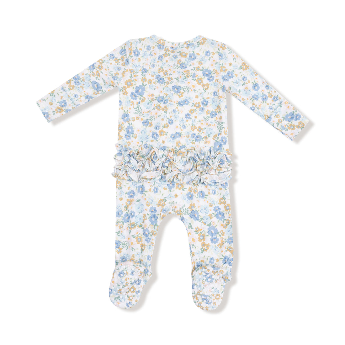 Sweet Rose Calico 2 Way Zipper Ruffle Back Footie