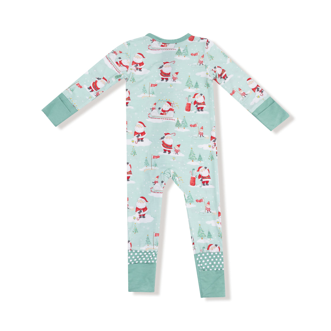 Golfing Santa And Elves 2 Way Zipper Romper