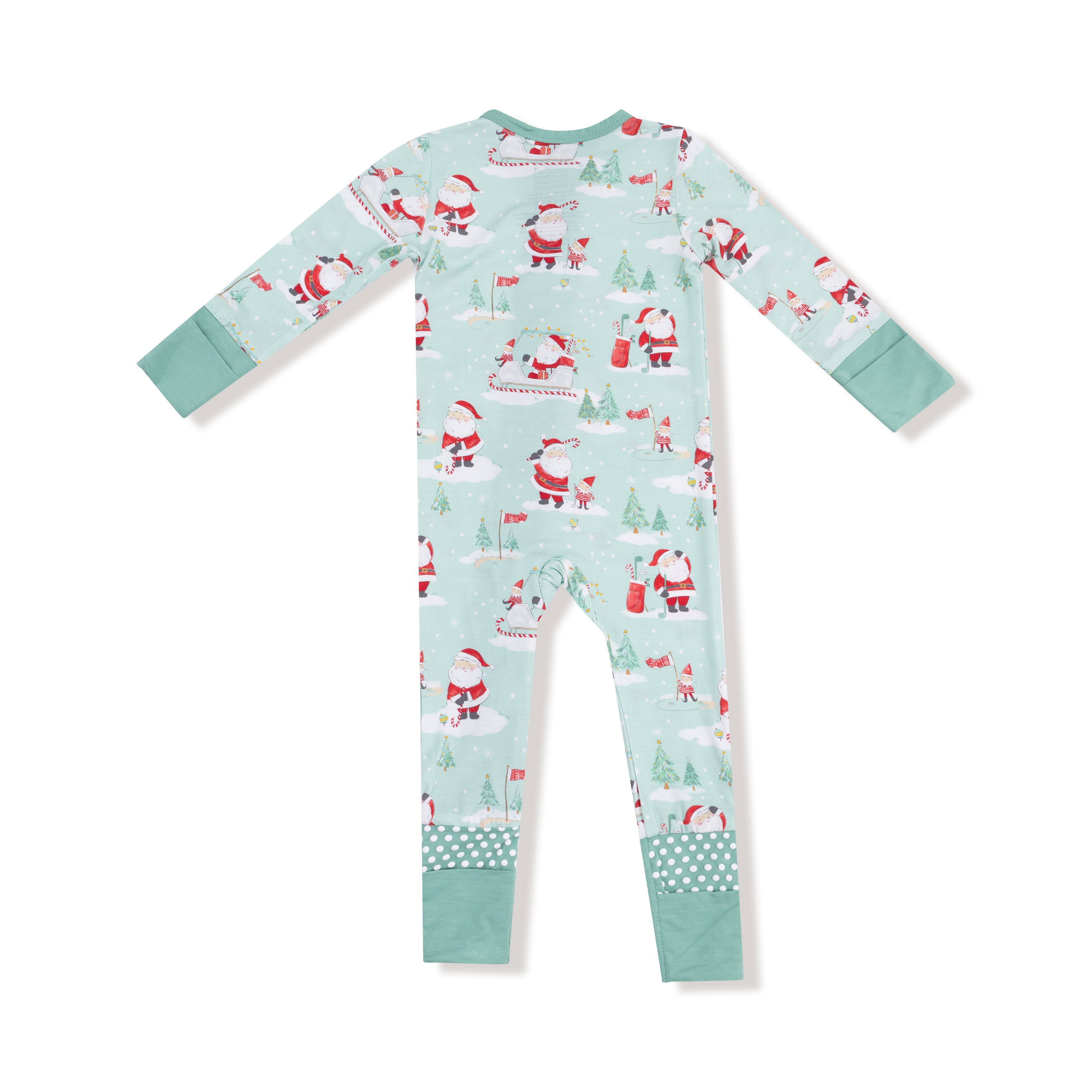 Golfing Santa And Elves 2 Way Zipper Romper