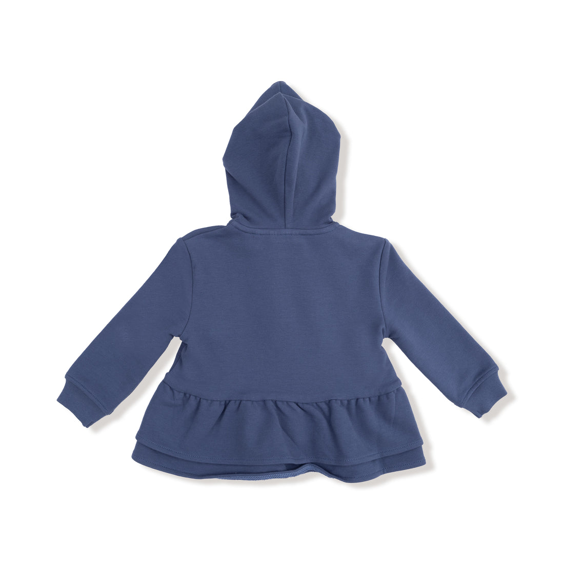 French Terry Sport Varsity Zip Peplum Hoodie: Vintage Indigo