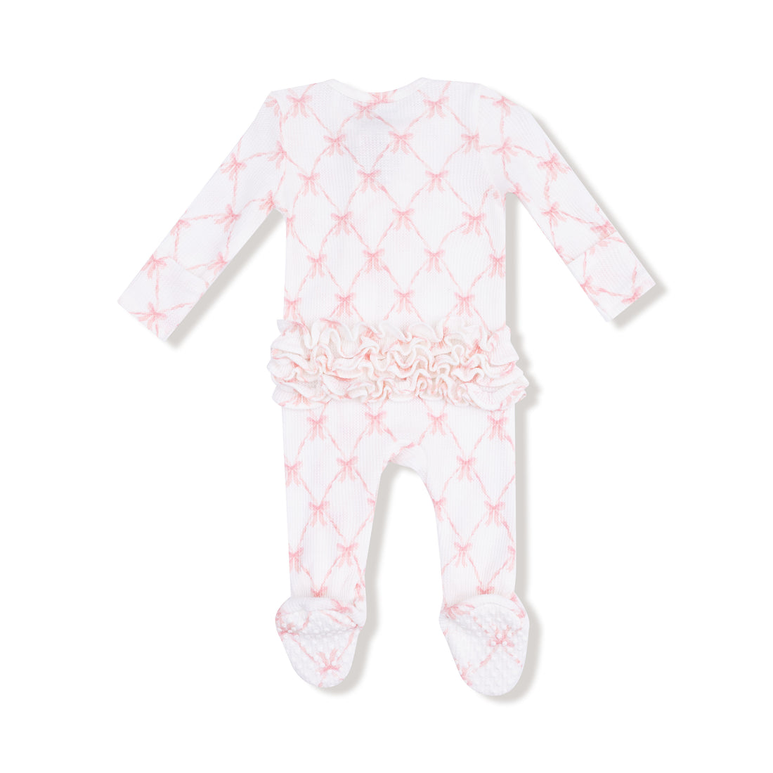 Ribbon Bow Trellis 2 Way Ruffle Zipper Footie
