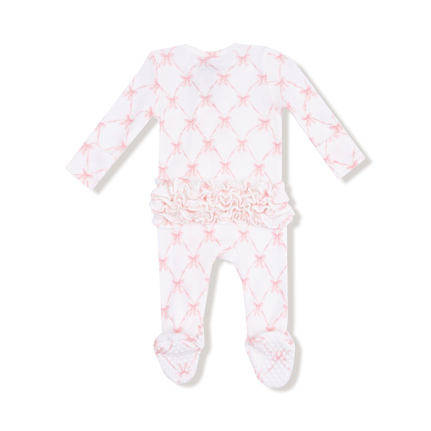Ribbon Bow Trellis 2 Way Ruffle Zipper Footie