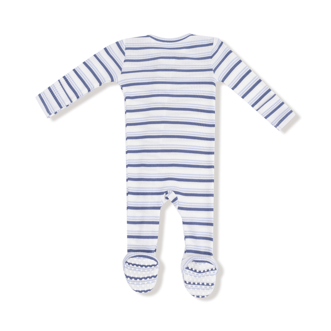 Vintage Stripe Blue 2 Way Zipper Footie