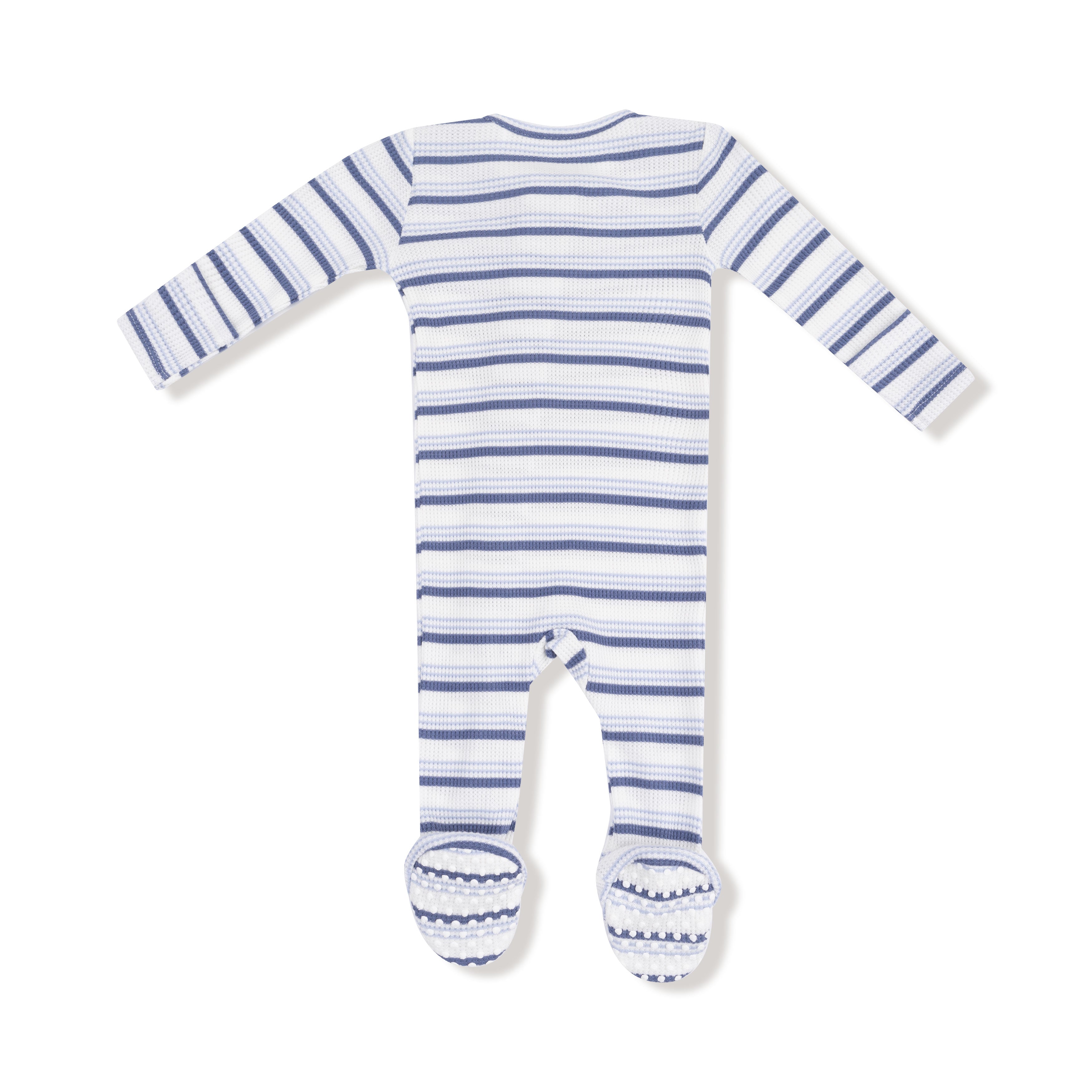 Vintage Stripe Blue 2 Way Zipper Footie