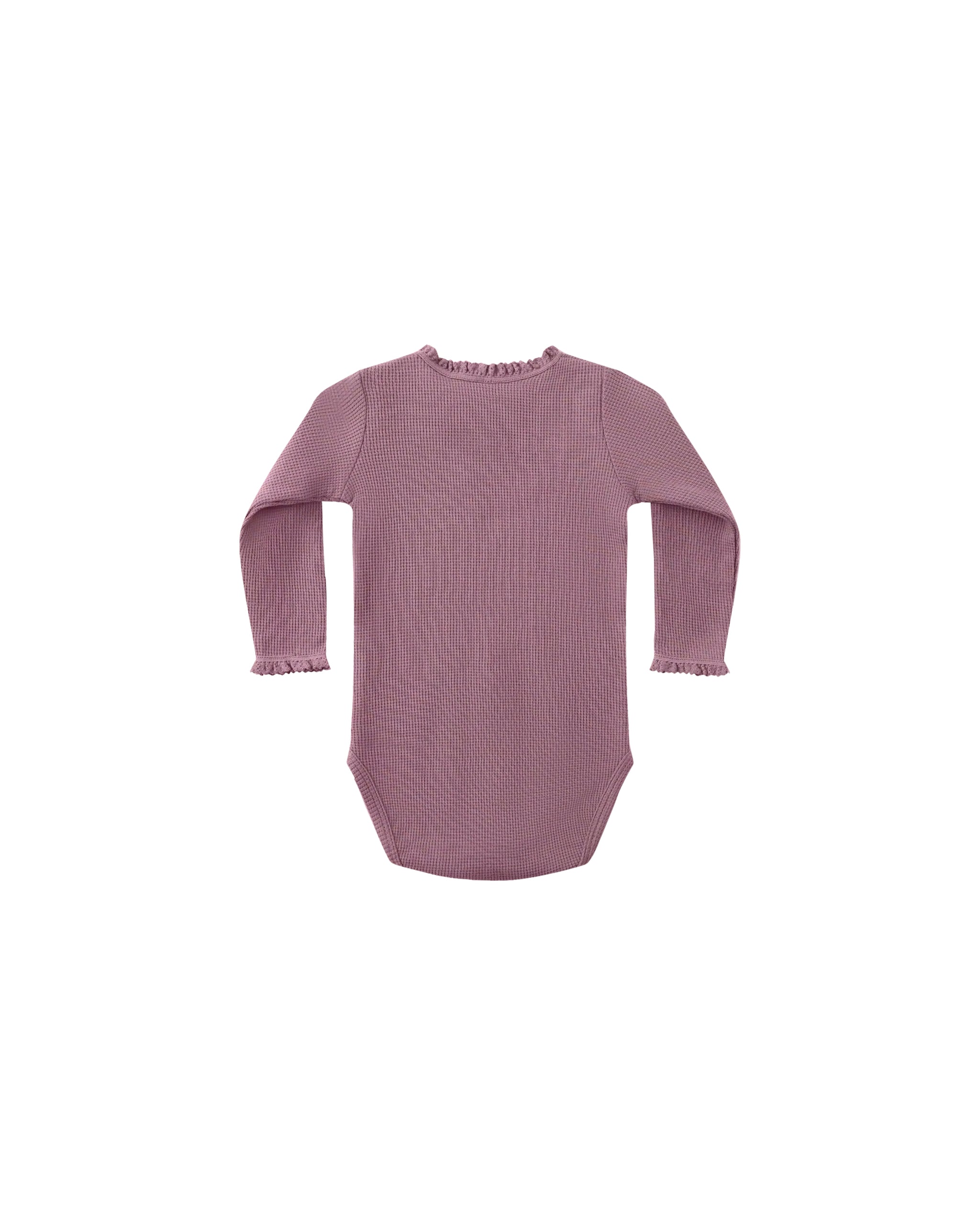 Waffle Long Sleeve Bodysuit: Mullberry