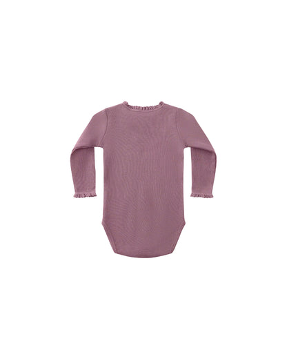 Waffle Long Sleeve Bodysuit: Mullberry
