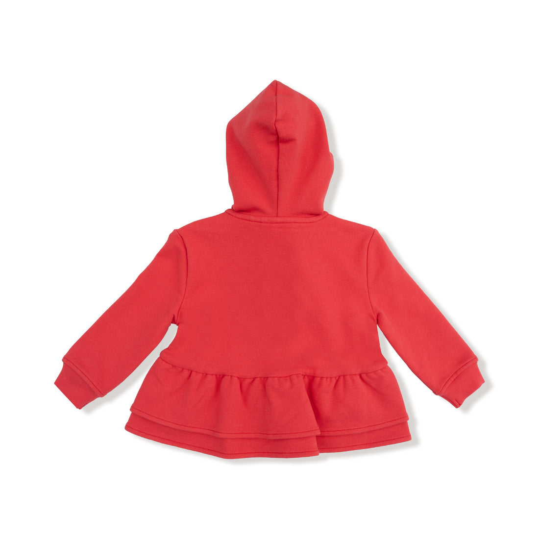French Terry Sport Varsity Zip Peplum Hoodie: Red