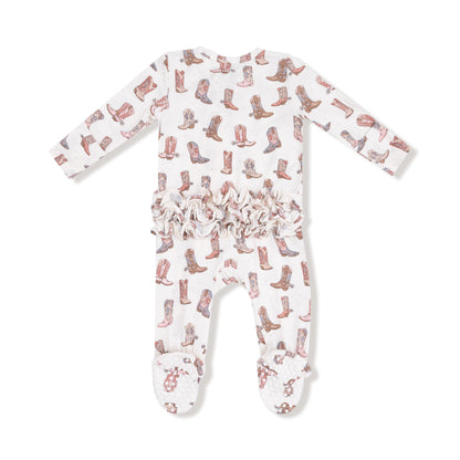 Future Cowgirl 2 Way Zipper Ruffle Back Footie