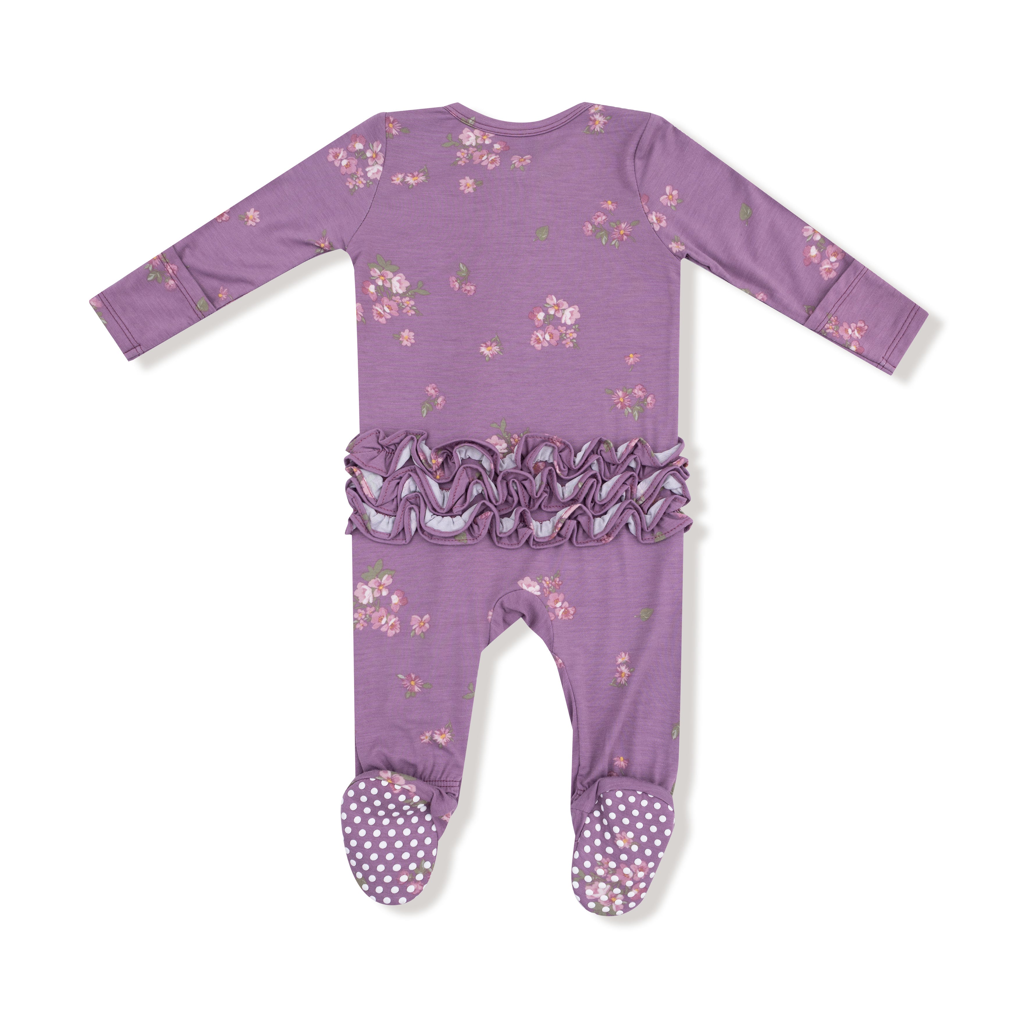 Woodsorrel 2 Way Zipper Ruffle Back Footie