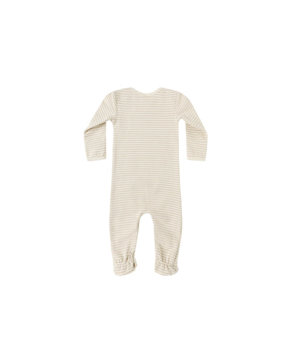 Baby Footie: Oat Micro Stripe