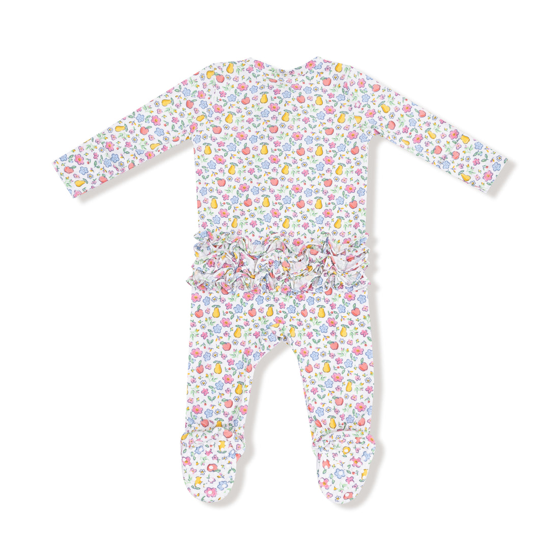 Fall Fruit Floral 2 Way Zipper Ruffle Back Footie