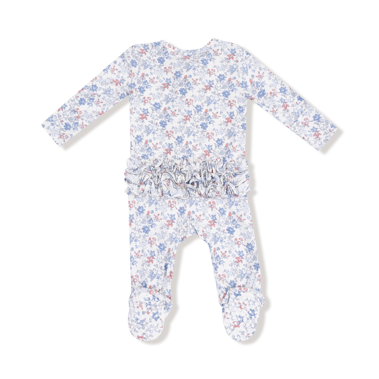 Country Girl Floral 2 Way Zipper Ruffle Back Footie