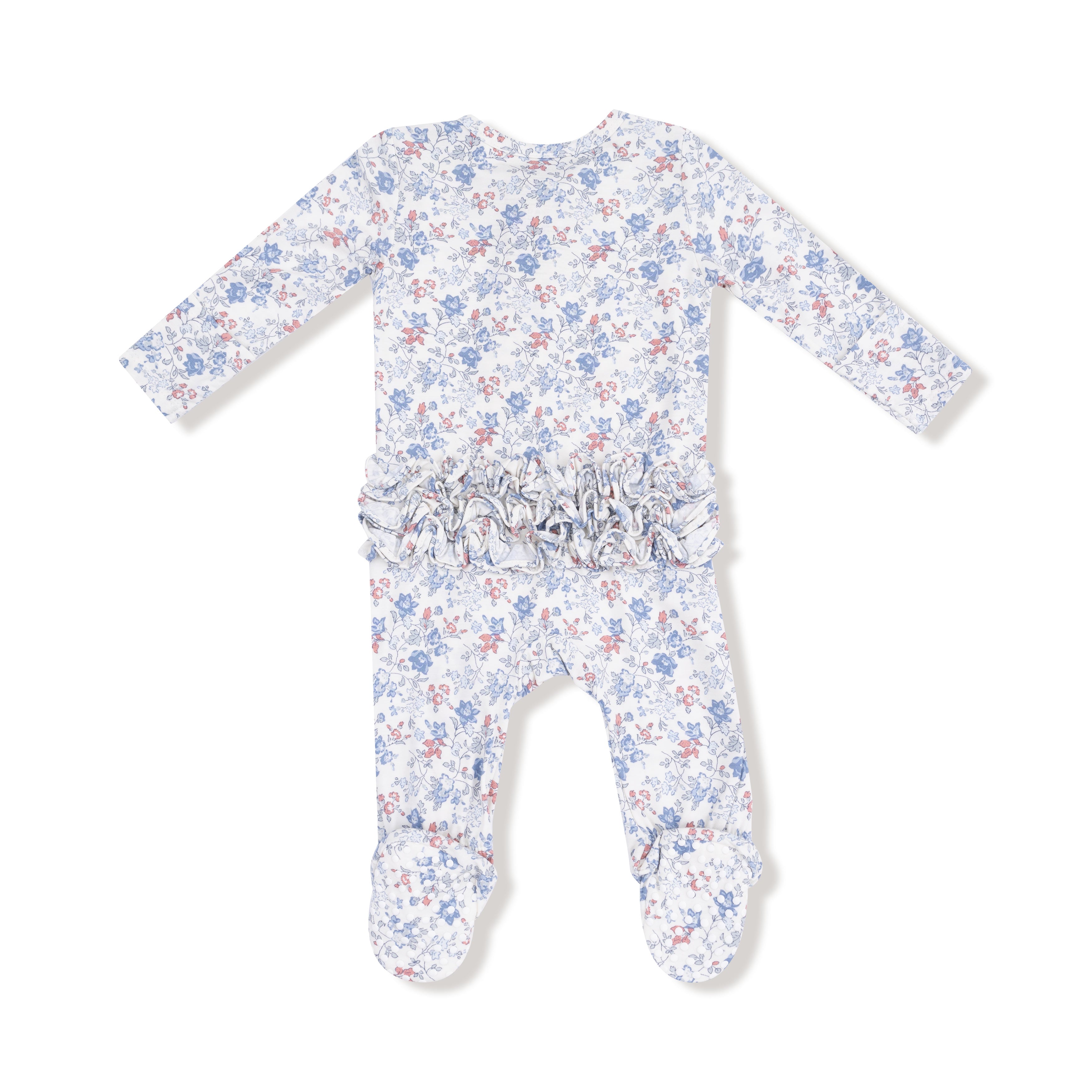 Country Girl Floral 2 Way Zipper Ruffle Back Footie