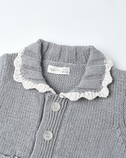 Collared Cardigan: Dusty Blue