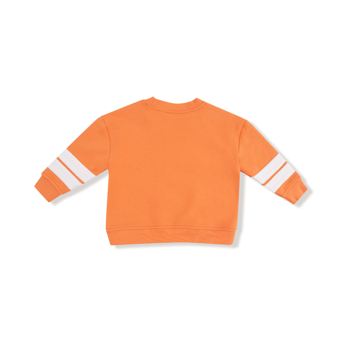French Terry Sport Varsity Orange Cozy Drop Sleeve Sweatshirt w/ Varsity Stripes