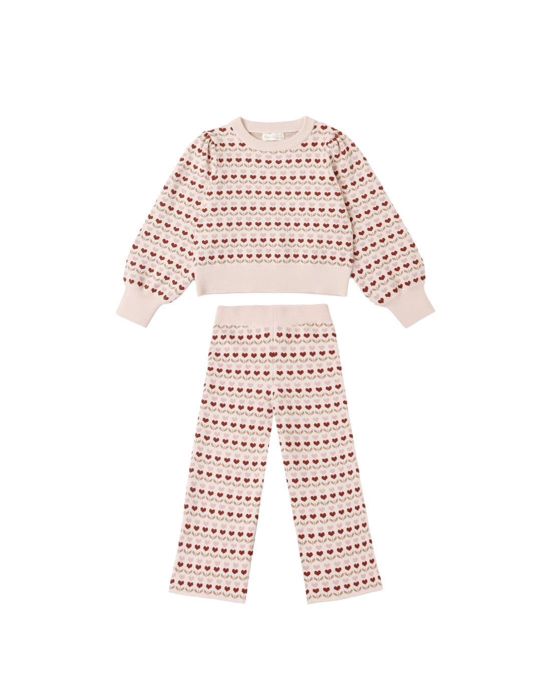 Jacquard Knit Set: Ruby Hearts
