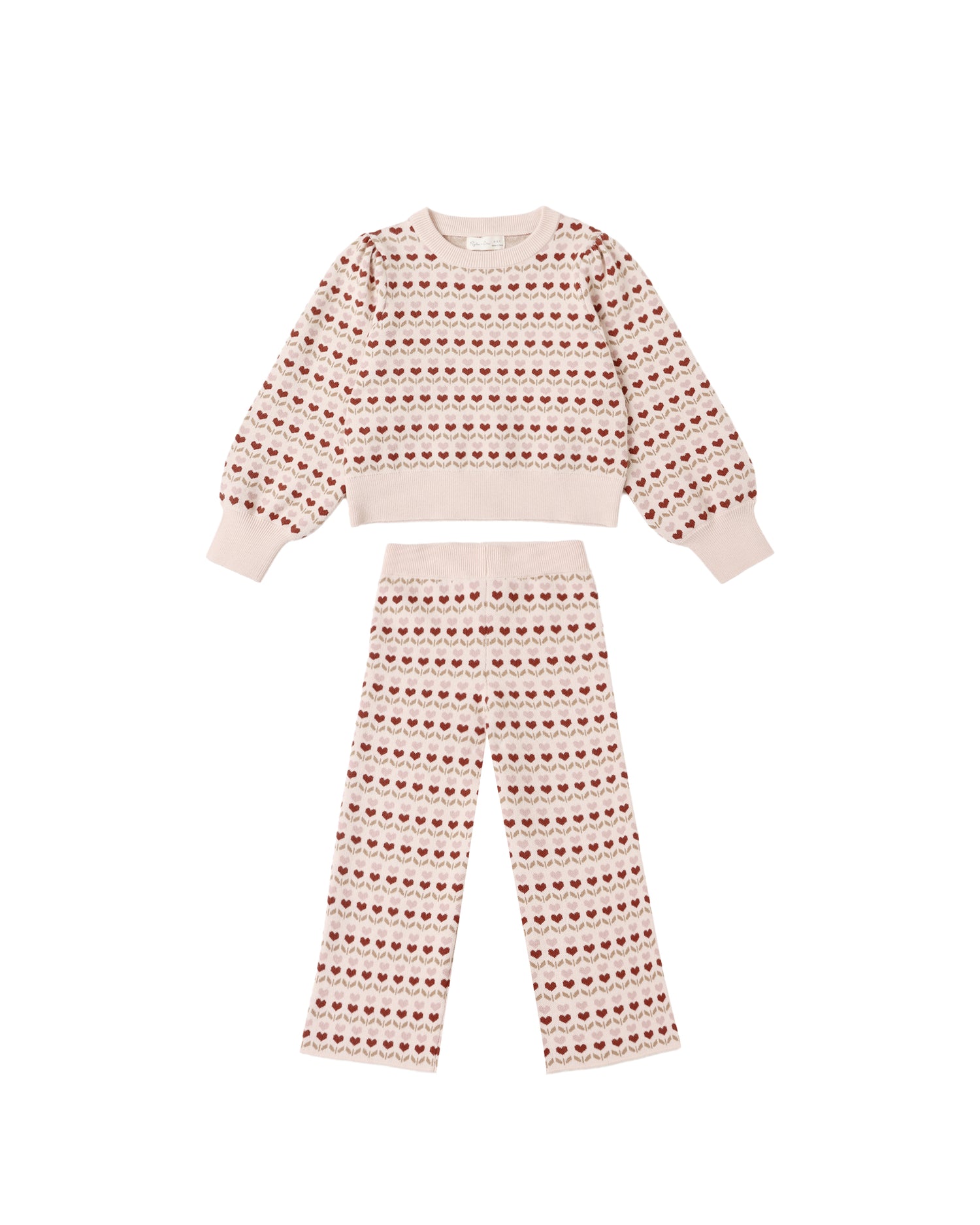 Jacquard Knit Set: Ruby Hearts