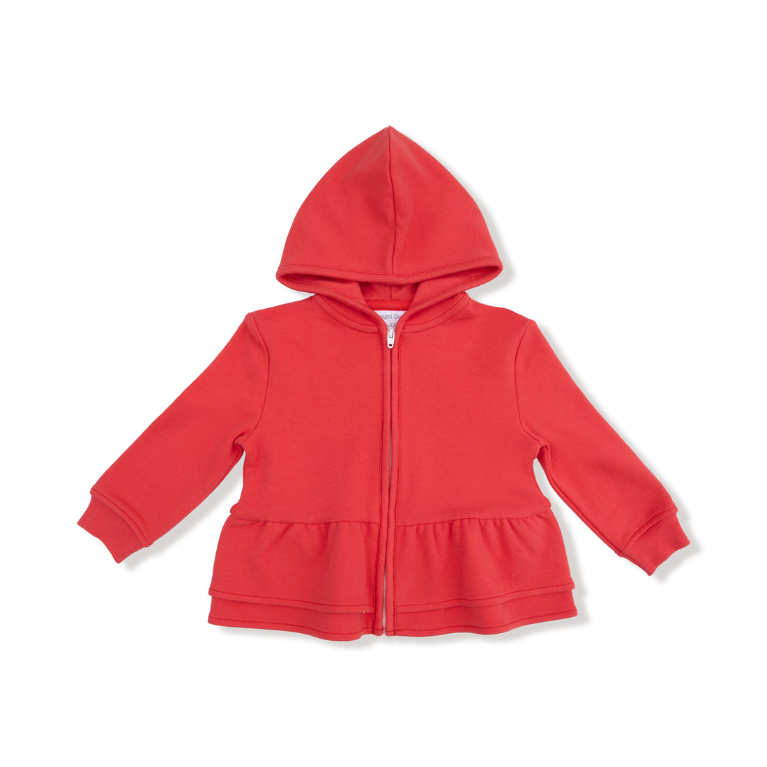 French Terry Sport Varsity Zip Peplum Hoodie: Red