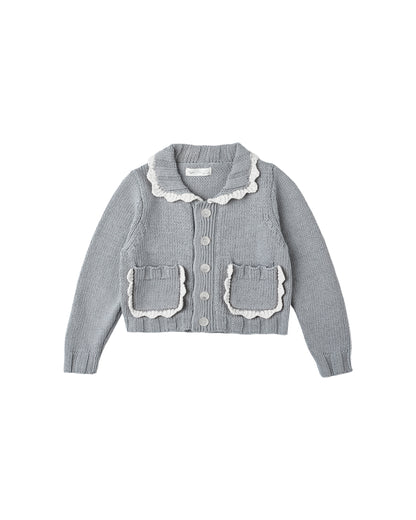 Collared Cardigan: Dusty Blue