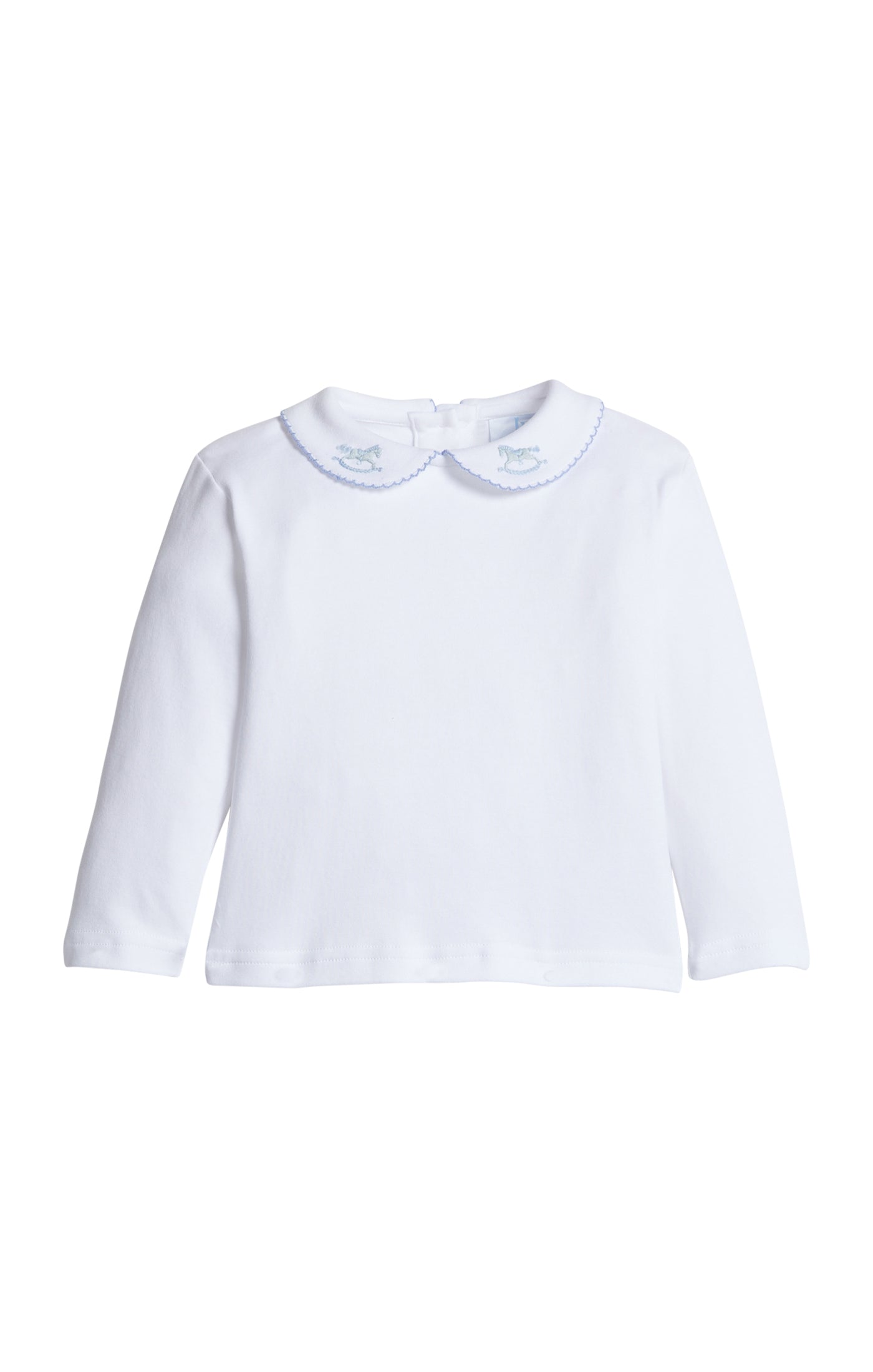 Long Sleeve Pinpoint Shirt: Blue Rocking Horse