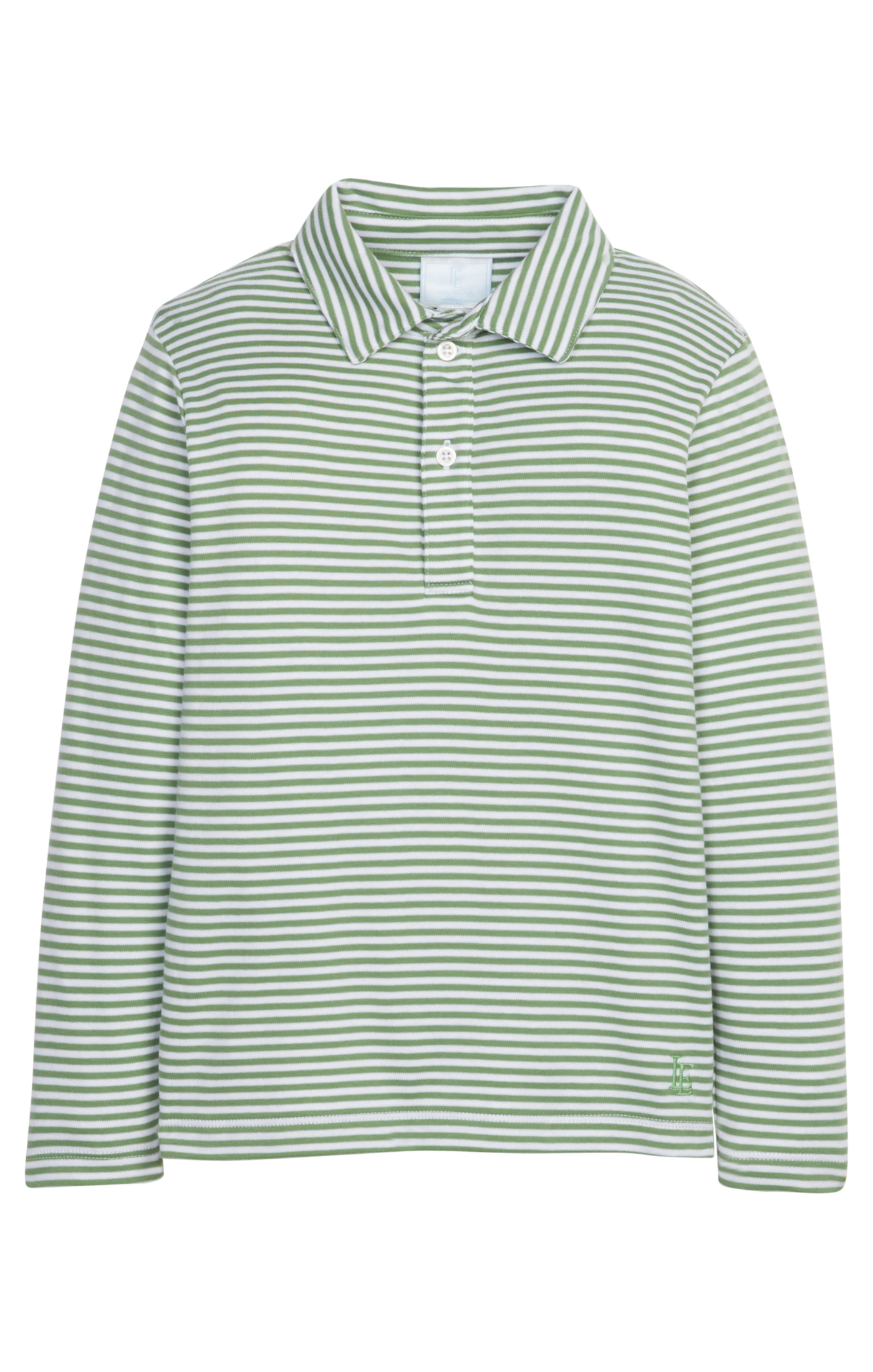 Long Sleeve Polo: Watercress Stripe