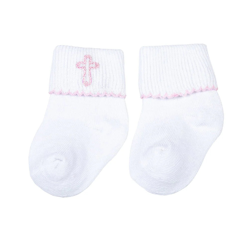 Blessed Embroidered Socks: Pink