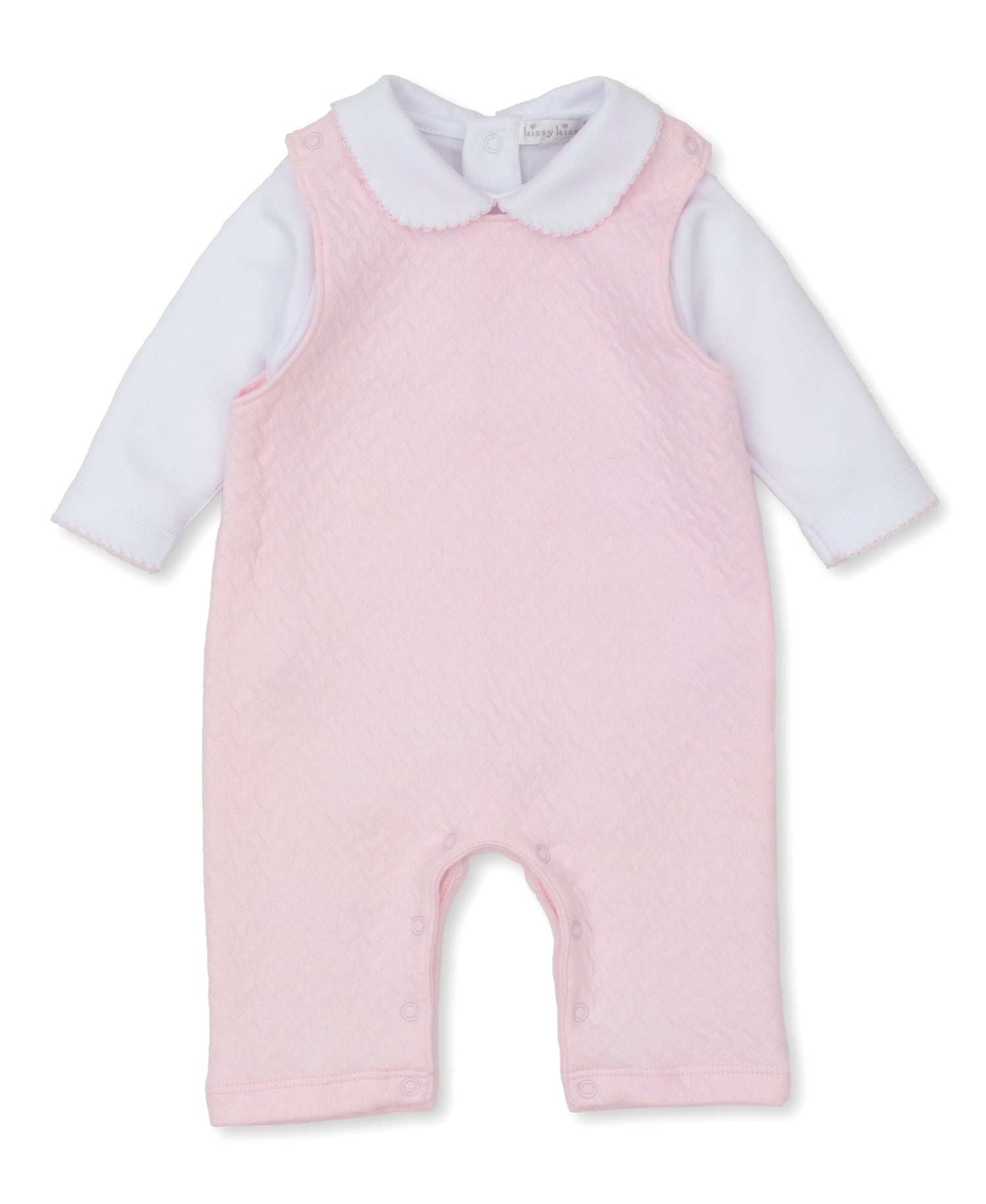 Kissy Kissy Jacquard Overall Set (2-Piece): Light Pink