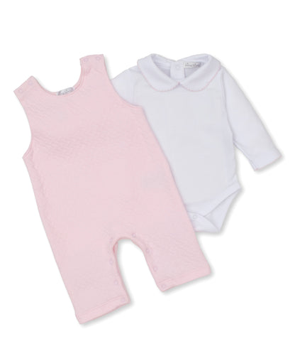 Kissy Kissy Jacquard Overall Set (2-Piece): Light Pink