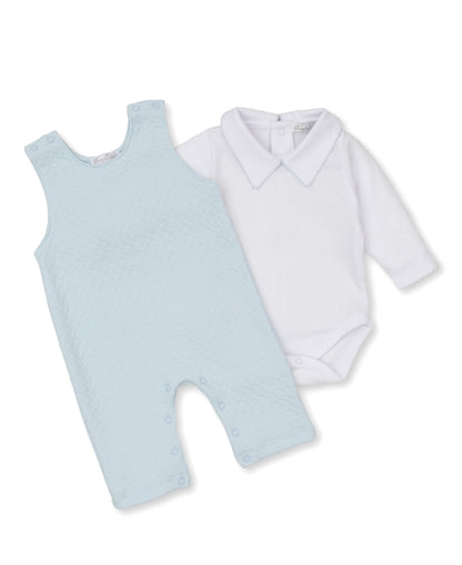 Kissy Kissy Jacquard Overall Set (2-Piece) - Light Blue