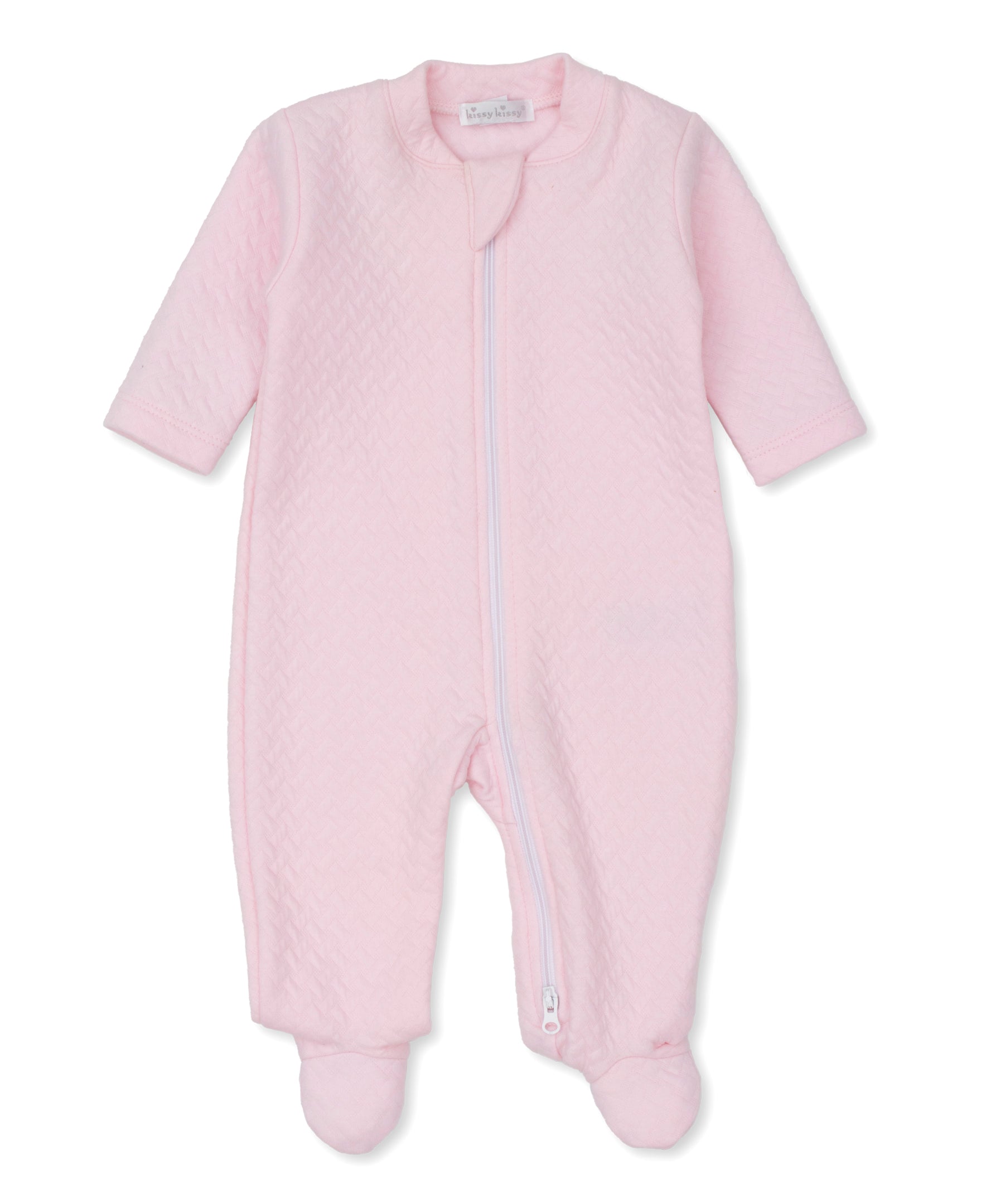 Kissy Kissy Jacquard Zip Footie - Light Pink